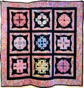 pink and black quilt
