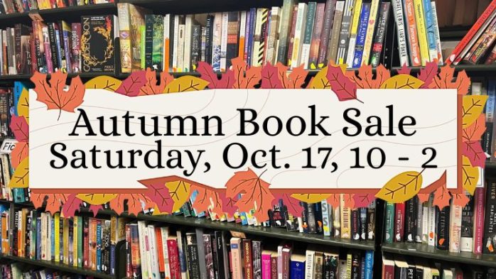 Shelves of books at a book sale