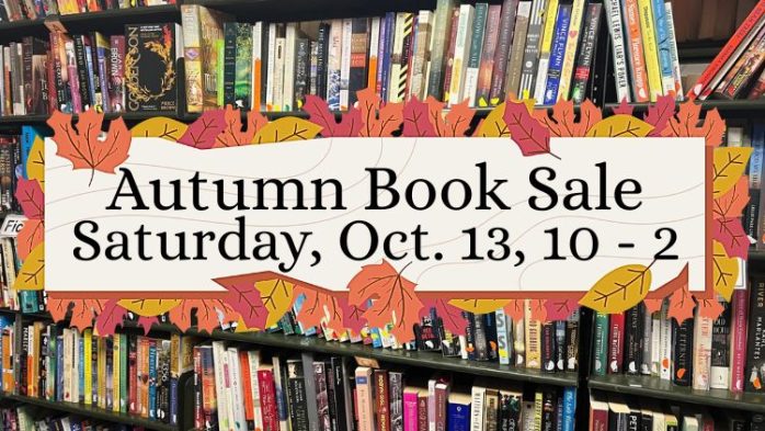 Shelves of books at a book sale